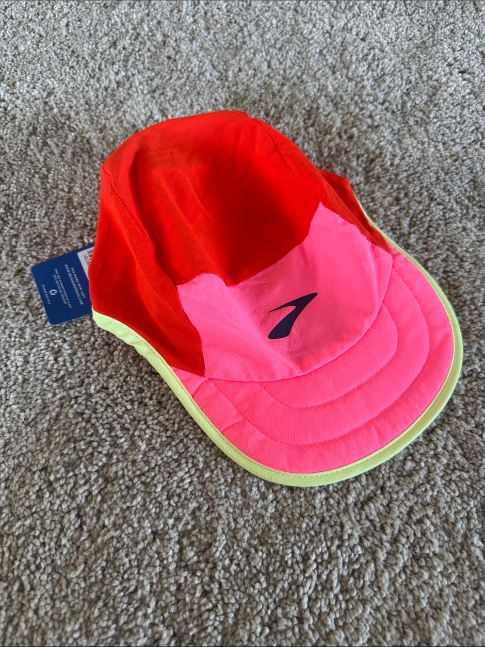 Brooks Lightweight Packable Hat Red Pink Teal Running Athletic NWT